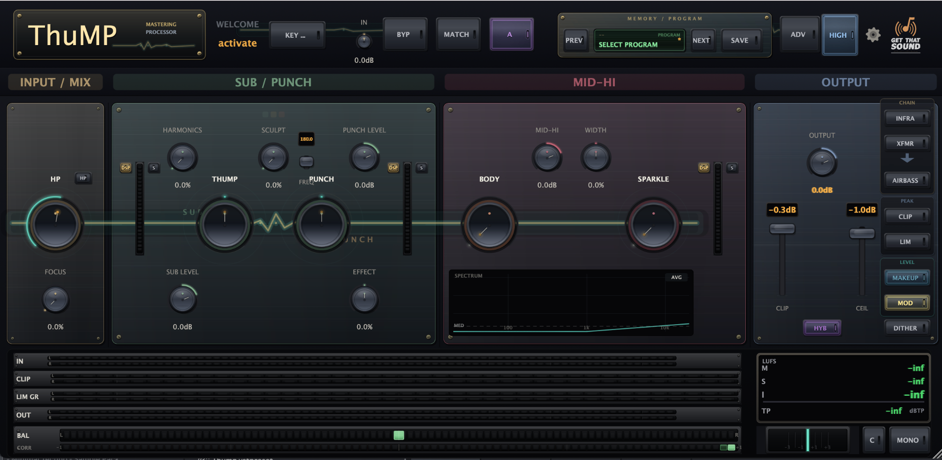 ThuMP mastering processor plugin interface
